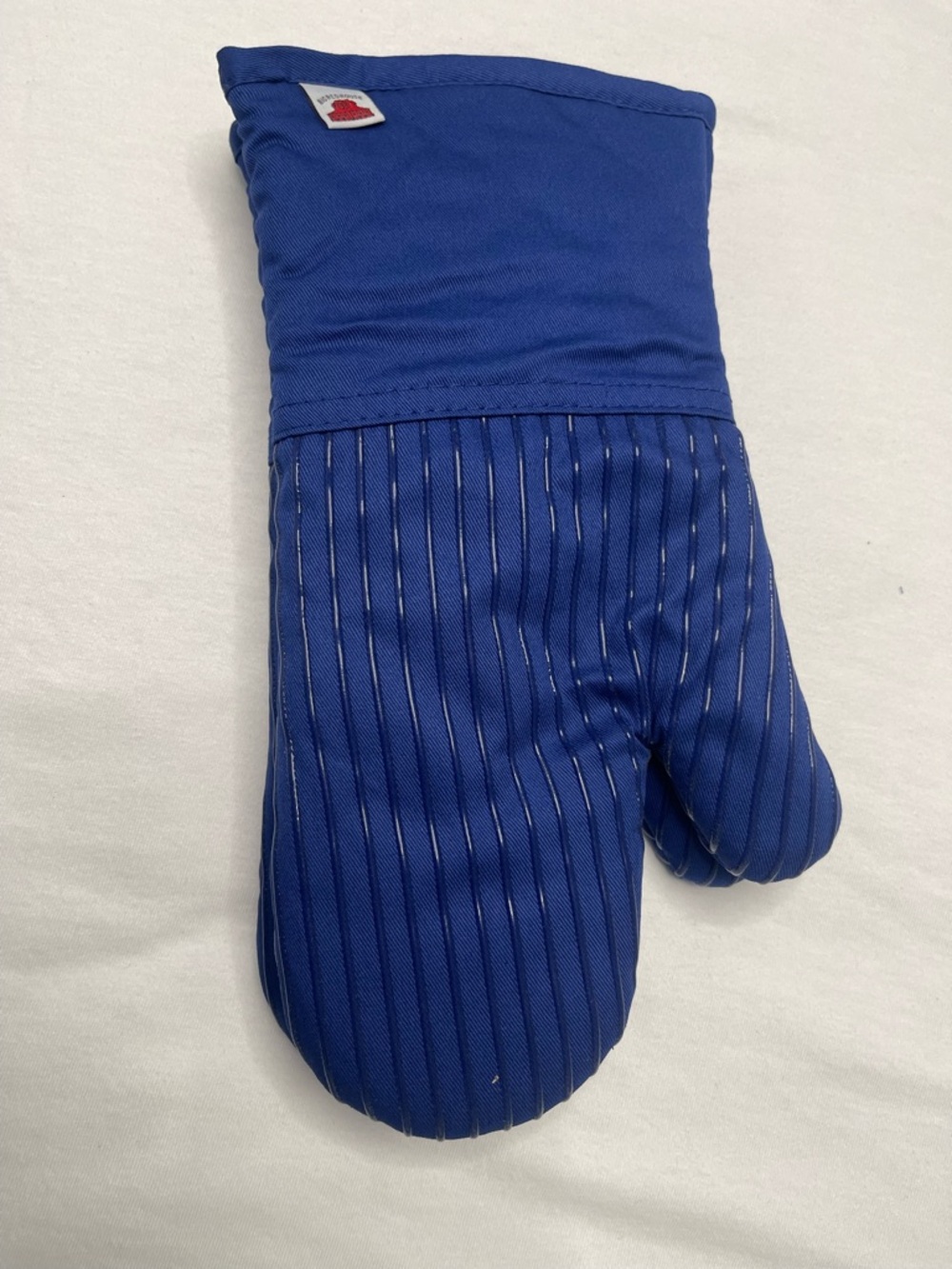 Cobalt Blue Pinstripe Quilted Oven Mitt
